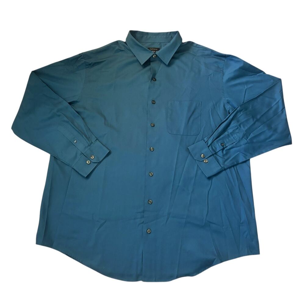 Van Heusen Solid Blue Button-Down Mens Size 2XLT (19-19.5)